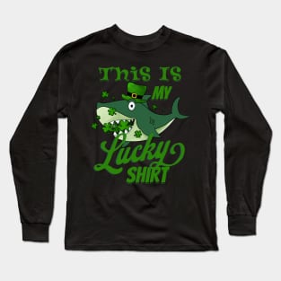 St Patrick's Day Shark Shamrock Lucky Shirt Long Sleeve T-Shirt